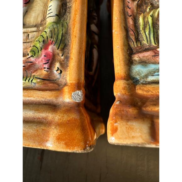 Vintage CAPODIMONTE Painted Italian Ceramic 5" Salt Shaker & Pepper Mill Cherubs - Picture 16 of 16